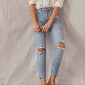 NWT BOYISH REVOLVE high rise skinny distressed raw hem jeans size 25